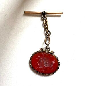Antique Victorian-Era Carnelian Carved Intaglio Pendant